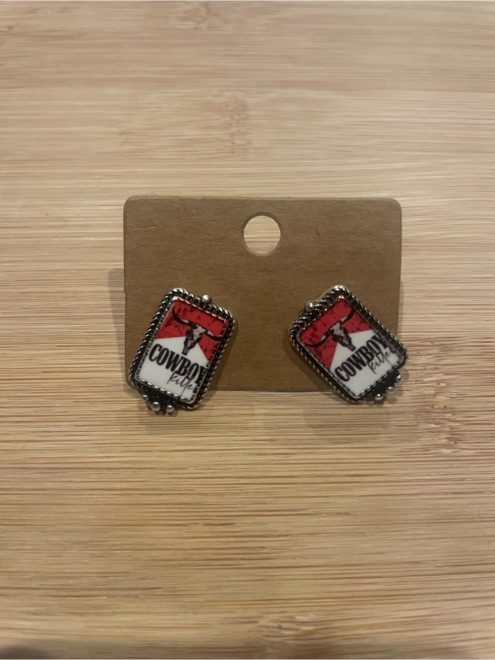 Cowboy killer small dainty rectangle stud earrings